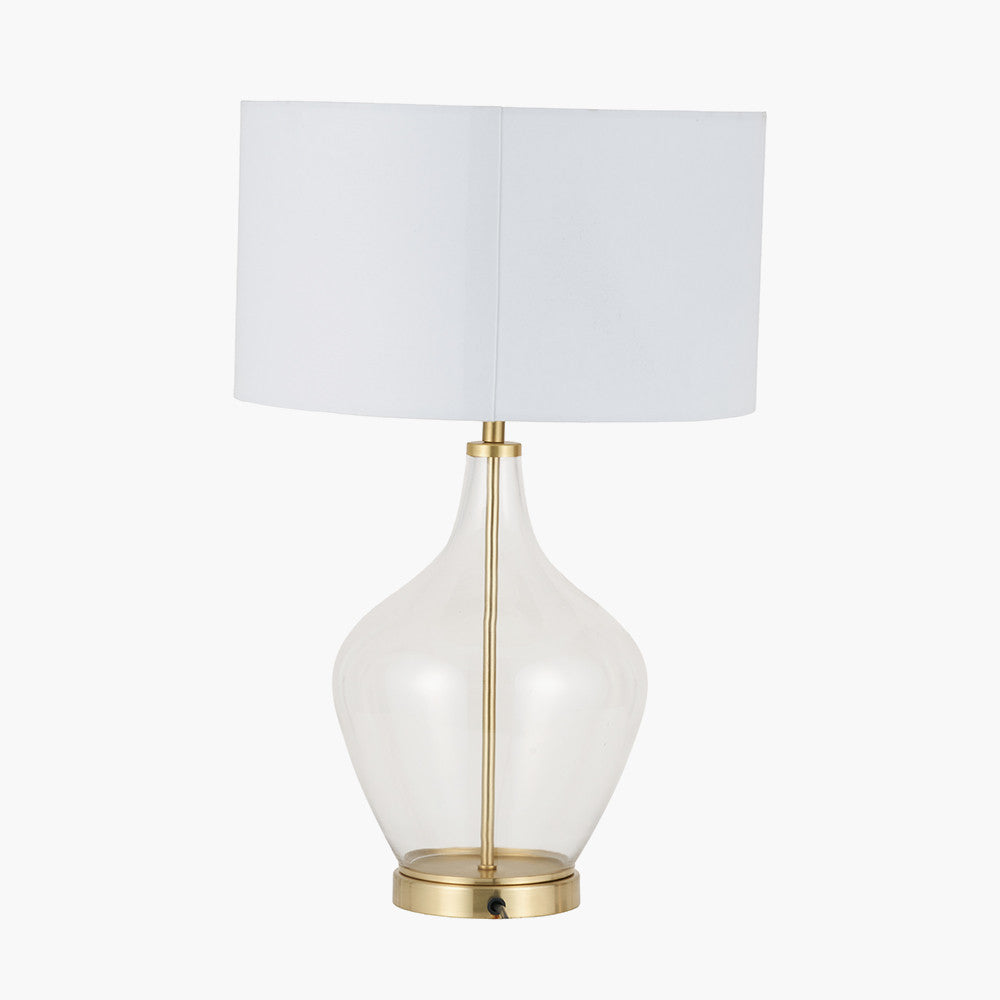 Rowen Clear Bottle Shaped Glass and Champagne Metal Table Lamp