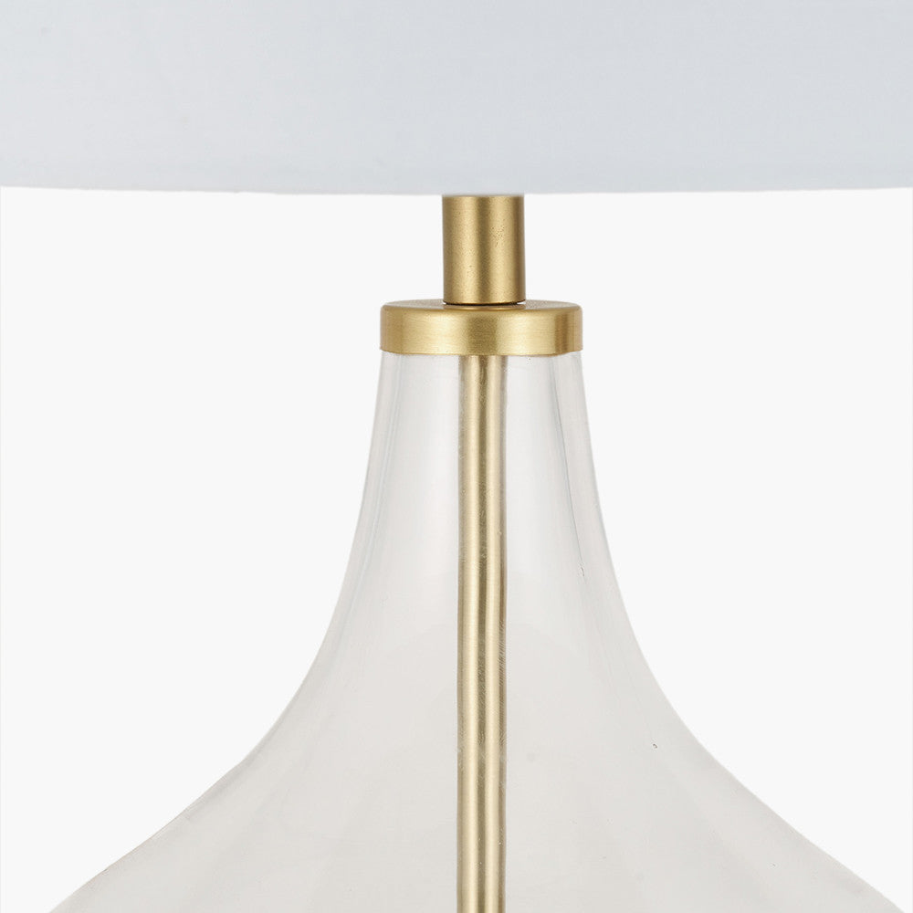 Rowen Clear Bottle Shaped Glass and Champagne Metal Table Lamp