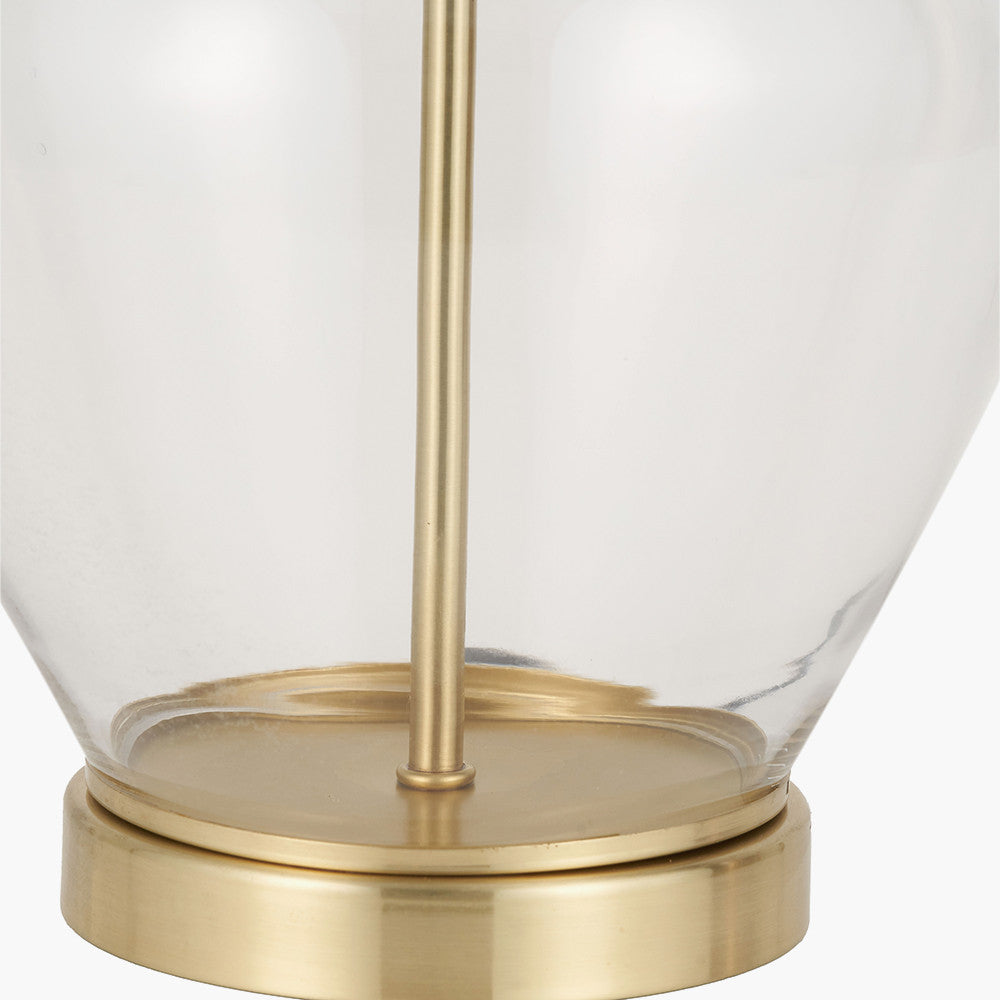 Rowen Clear Bottle Shaped Glass and Champagne Metal Table Lamp