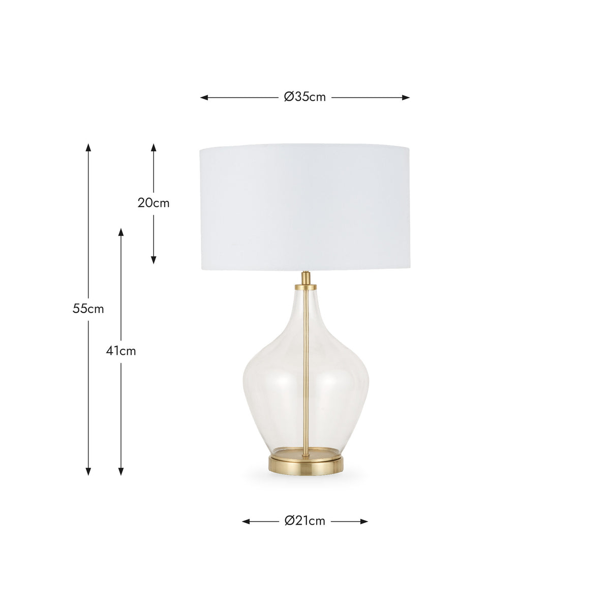 Rowen Clear Bottle Shaped Glass and Champagne Metal Table Lamp