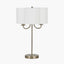 Seraphine Matt Antique Brass Metal and White Cotton Mix Scallop Shaded Table Lamp