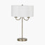 Seraphine Matt Antique Brass Metal and White Cotton Mix Scallop Shaded Table Lamp