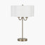 Seraphine Matt Antique Brass Metal and White Cotton Mix Scallop Shaded Table Lamp