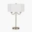 Seraphine Matt Antique Brass Metal and White Cotton Mix Scallop Shaded Table Lamp