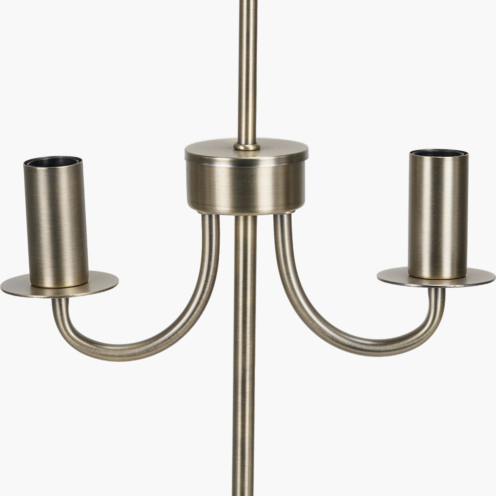 Seraphine Matt Antique Brass Metal and White Cotton Mix Scallop Shaded Table Lamp