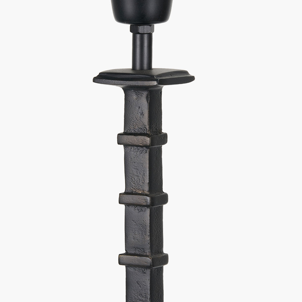 Everett Ribbed Metal Stick Table Lamp Base with Nala 40cm Green Safari Printed Empire Lampshade