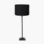 Everett Ribbed Metal Stick Table Lamp Base with Lino 35cm Black Self Lined Linen Cylinder Lampshade