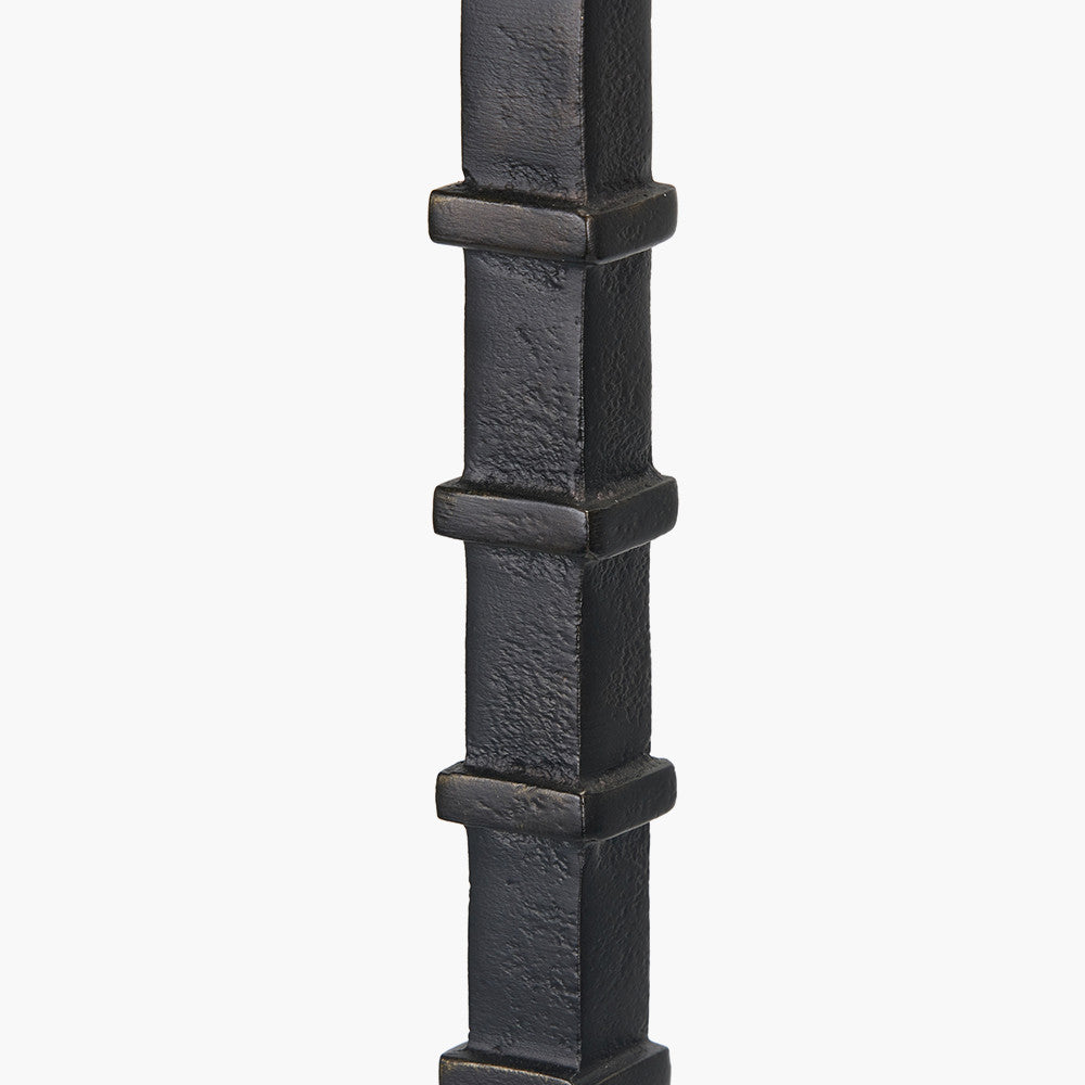 Everett Ribbed Metal Stick Table Lamp Base with Lino 35cm Black Self Lined Linen Cylinder Lampshade