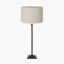 Everett Ribbed Metal Stick Table Lamp Base with Lino 35cm Grey Self Lined Linen Cylinder Lampshade