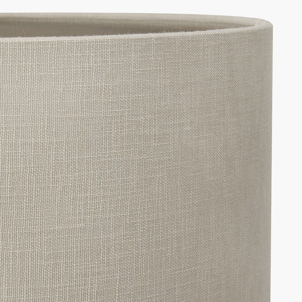 Everett Ribbed Metal Stick Table Lamp Base with Lino 35cm Grey Self Lined Linen Cylinder Lampshade