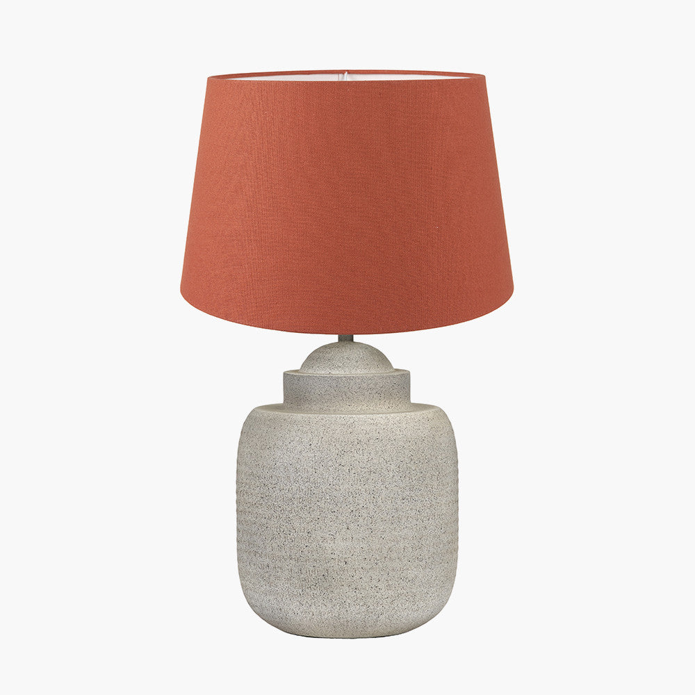 Raj Stone Grey Hammered Metal Urn Shaped Lamp Base with Winston 40cm Tobacco Handloom Tapered Lampshade