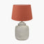 Raj Stone Grey Hammered Metal Urn Shaped Lamp Base with Winston 40cm Tobacco Handloom Tapered Lampshade