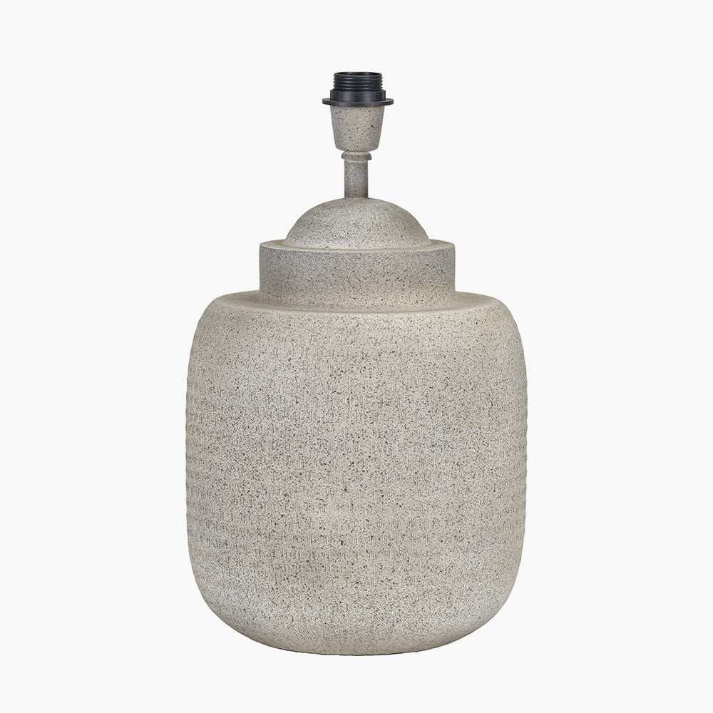 Raj Stone Grey Hammered Metal Urn Shaped Lamp Base with Winston 40cm Tobacco Handloom Tapered Lampshade