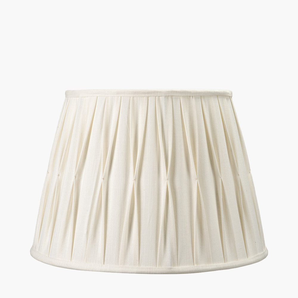 Raj Charcoal Grey Hammered Metal Urn Shaped Lamp Base with Odette 40cm White Linen Cotton Slub Pinch Pleat Tapered Lampshade