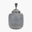 Raj Charcoal Grey Hammered Metal Urn Shaped Lamp Base with Lino 40cm White Self Lined Linen Cylinder Lampshade