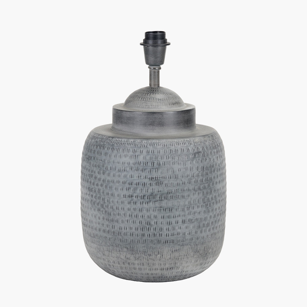 Raj Charcoal Grey Hammered Metal Urn Shaped Lamp Base