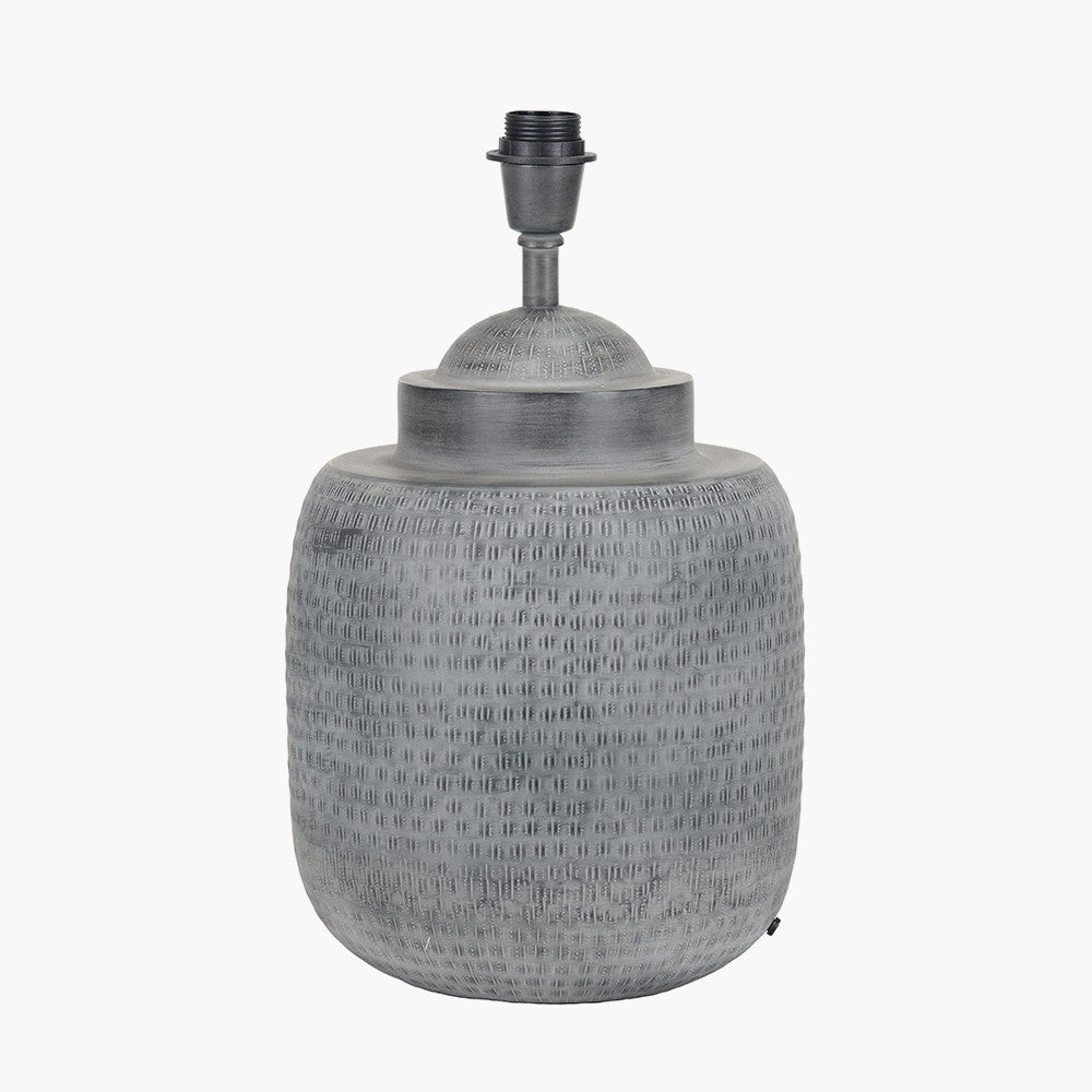 Raj Charcoal Grey Hammered Metal Urn Shaped Lamp Base