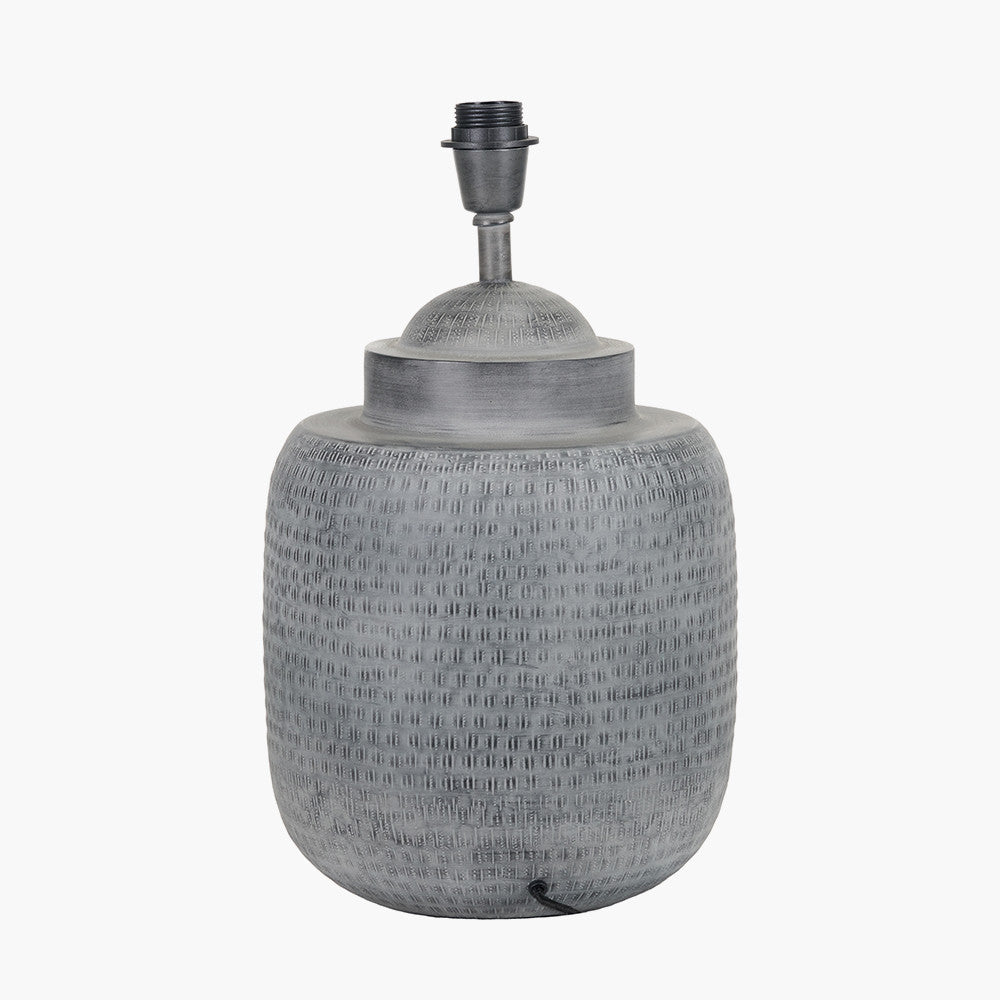 Raj Charcoal Grey Hammered Metal Urn Shaped Lamp Base