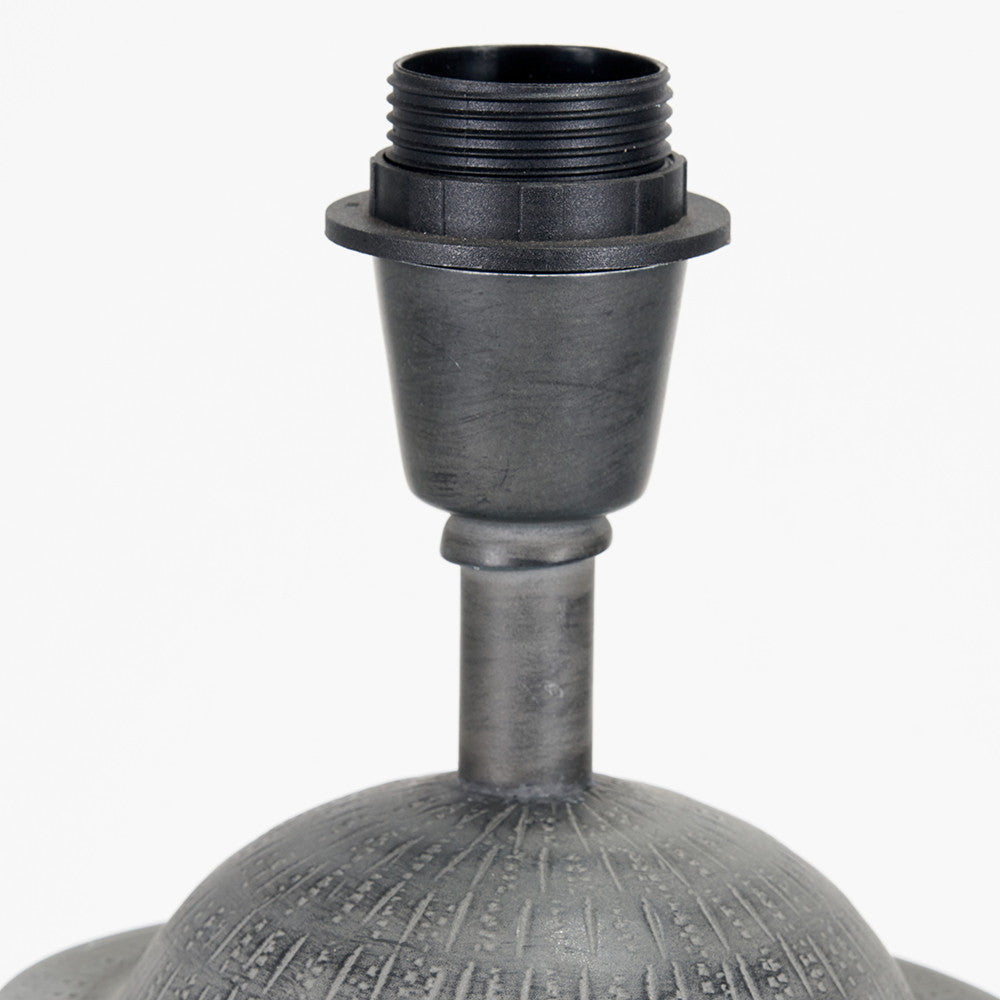 Raj Charcoal Grey Hammered Metal Urn Shaped Lamp Base