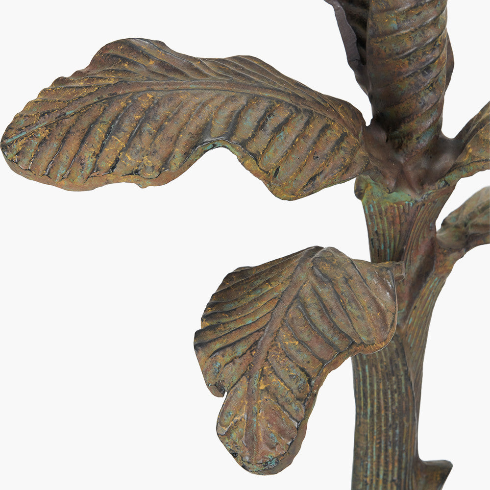 Bali Verdi Gris Metal Palm Tree Table Lamp Base with Issa Natural Rope 40cm Cylinder Lampshade