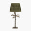 Bali Verdi Gris Metal Palm Tree Table Lamp Base with Odette 35cm Olive Green Cotton Slub Pinch Pleat Tapered Lampshade