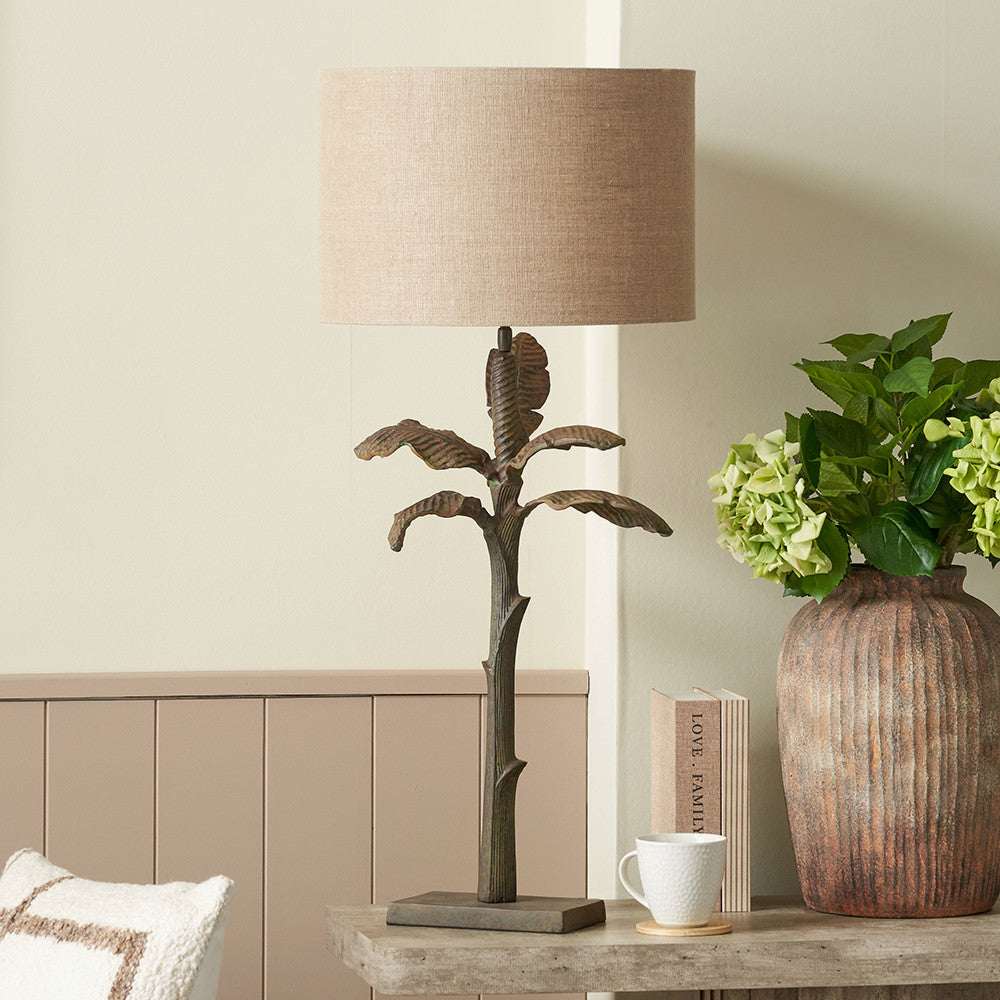 Bali Verdi Gris Metal Palm Tree Table Lamp Base
