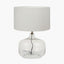 Corby Clear Glass Table Lamp Base with Henry 40cm White Handloom Cylinder Lampshade