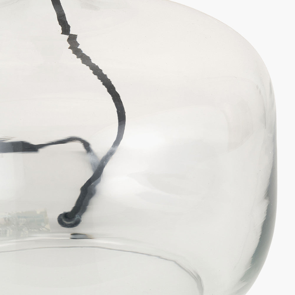 Corby Clear Glass Table Lamp Base with Henry 40cm White Handloom Cylinder Lampshade