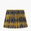 Corby Clear Glass Table Lamp Base  with Suri 40 cm Navy and Yellow Ikat Patterned Mushroom Pleat Tapered Lampshade