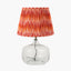 Corby Clear Glass Table Lamp Base with Suri 40 cm Pink and Orange Ikat Patterned Mushroom Pleat Tapered Lampshade