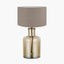 Palmo Smoke Lustre Glass Bottle Table Lamp Base with Edward 35cm Natural Linen Cylinder Lampshade