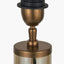 Palmo Smoke Lustre Glass Bottle Table Lamp Base with Stellan 35cm Black Slubbed Silk Mix Gold Lined Cylinder Lampshade
