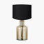 Palmo Smoke Lustre Glass Bottle Table Lamp Base with Lino 35cm Black Self Lined Linen Cylinder Lampshade