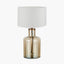 Palmo Smoke Lustre Glass Bottle Table Lamp Base with Lino 35cm White Self Lined Linen Cylinder Lampshade