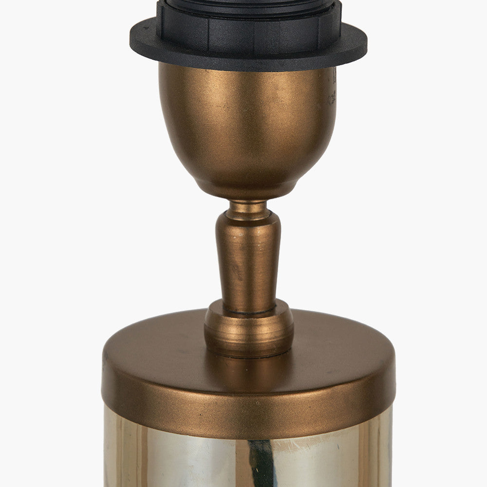 Palmo Smoke Lustre Glass Bottle Table Lamp Base with Lino 35cm White Self Lined Linen Cylinder Lampshade