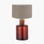 Palmo Amber Glass Bottle Table Lamp Base with Edward 35cm Natural Linen Cylinder Lampshade