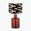 Palmo Amber Glass Bottle Table Lamp Base with Lars 35cm Black Ikat Patterned Cylinder Lampshade