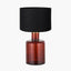 Palmo Amber Glass Bottle Table Lamp Base with Lino 35cm Black Self Lined Linen Cylinder Lampshade