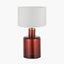 Palmo Amber Glass Bottle Table Lamp Base with Lino 35cm White Self Lined Linen Cylinder Lampshade