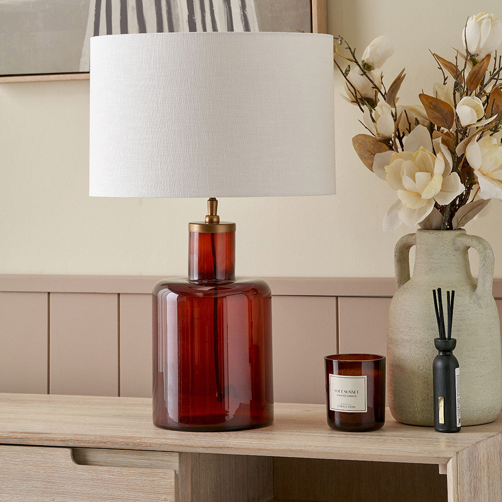 Palmo Amber Glass Bottle Table Lamp Base