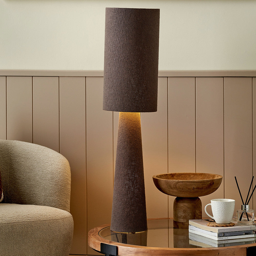 Mirissa Bitter Chocolate Slubby Handloom Fabric Table Lamp