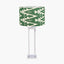 Langston Nickel Metal Column Table Lamp Base with Lars 40cm Racing Green Ikat Patterned Cylinder Lampshade