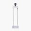 Langston Nickel Metal Column Table Lamp Base with Lino 40cm Black Self Lined Linen Cylinder Lampshade