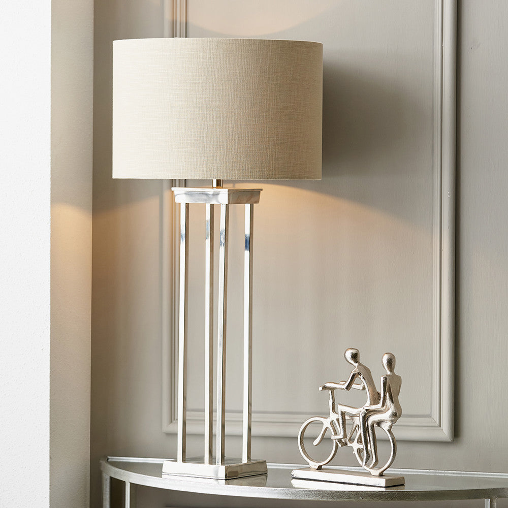 Langston Nickel Metal Column Table Lamp - Base Only