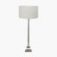 Claudius Nickel Metal Stick Table Lamp Base with Henry 30cm White Handloom Cylinder Lampshade