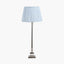 Claudius Nickel Metal Stick Table Lamp Base with Thiago 30cm Ocean Blue Stripe Mushroom Pleat Tapered Lampshade