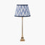 Claudius Gold Metal Stick Table Lamp Base with Kamilah 30cm Blue Chevron Patterned Mushroom Pleat Tapered Lamp Shade