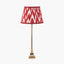 Claudius Gold Metal Stick Table Lamp Base with Kamilah 30cm Red Chevron Patterned Mushroom Pleat Tapered Lamp Shade