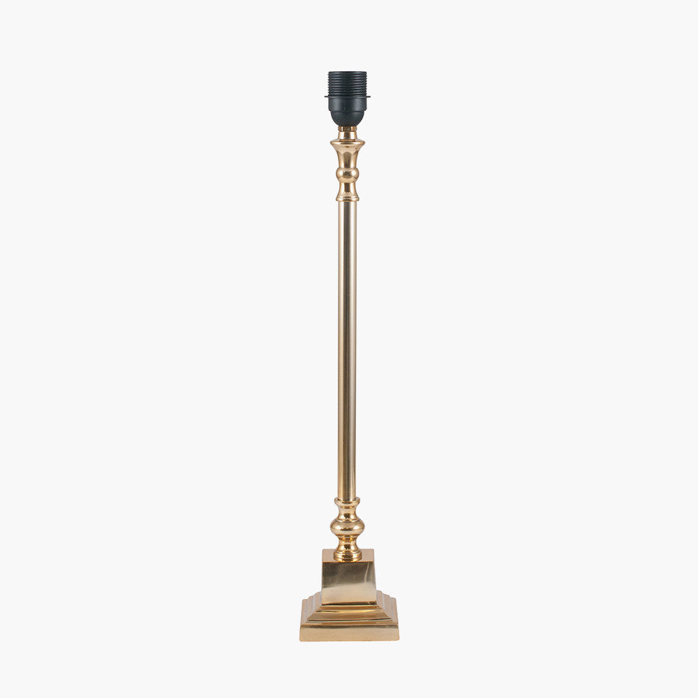 Claudius Gold Metal Stick Table Lamp Base with Tabitha 30cm Cream Jute Scalloped Edge Tapered Lamp Shade with Contrast Binding