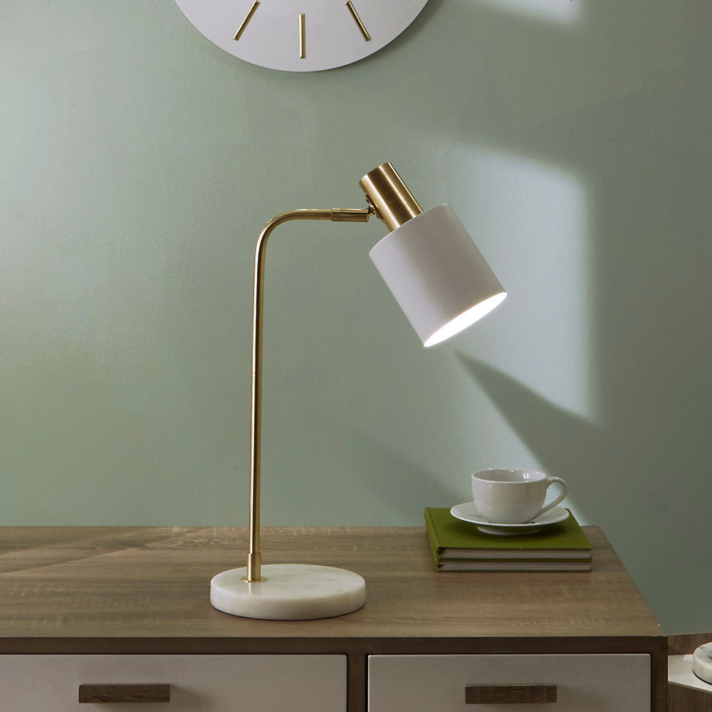 Biba Marble Footed White and Gold Retro Table Lamp